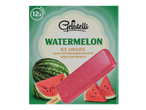 Gelatelli Picolés de Melancia, 12 unidades, feitos com sumo de melancia de concentrado.