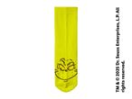 Grinch-themed yellow sock with a black outline of the Grinch's face.
