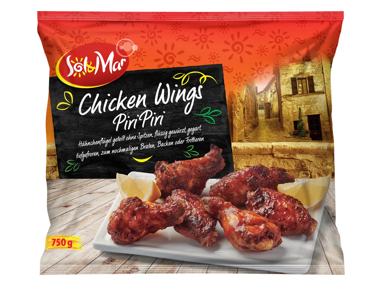 Solo&Mar Piri Piri Chicken Wings: 750g tiefgekühlte, fertig zum Garen.