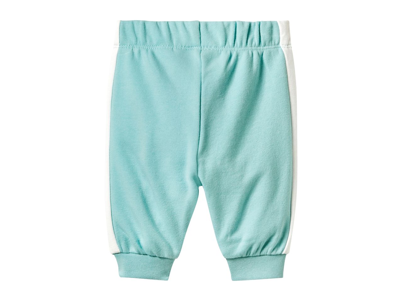 Light blue baby sweatpants with white side stripes.