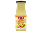 Бутилка дресинг с горчица, мед и сусам, с Nutri-Score D и салата.