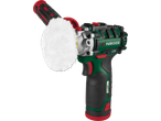 PARKSIDE® 12V Cordless Polisher/Sander with a white polishing pad.