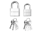 Two Parkside padlocks and their keys.