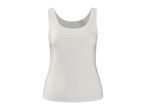 White women's tank top with a scoop neck and size label visible.