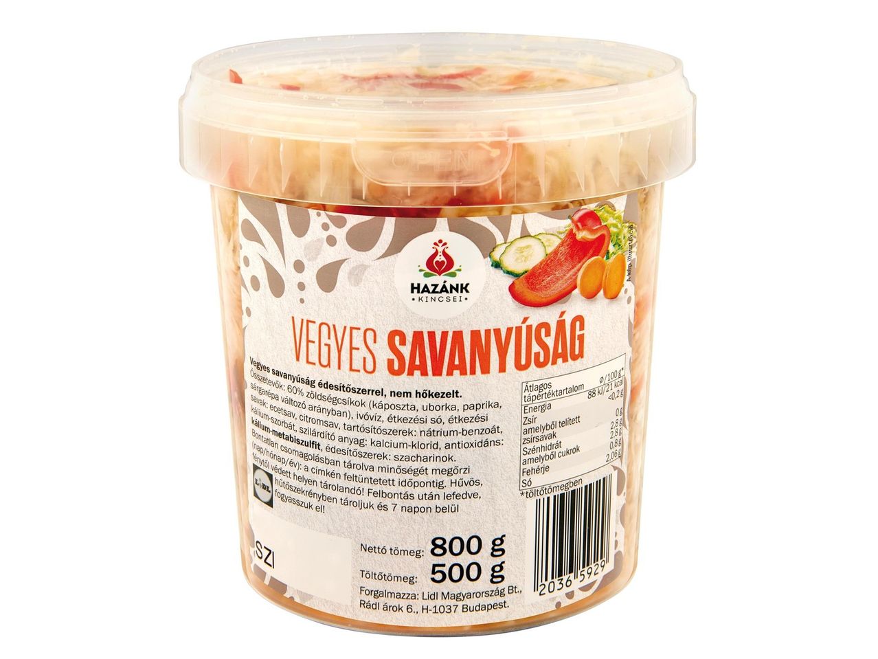 Hazánk Kincsei vegyes savanyúság: savanyúság keverék.