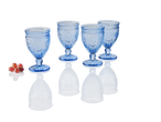 Blue and clear glasses, vintage style, decorated.