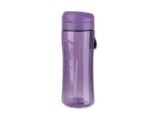 Lila Wasserflasche mit 'Sistema'-Logo auf schwarzem Hintergrund.