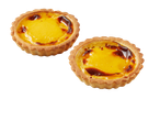 Duas pequenas tortas de creme amarelo.