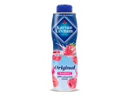 Een fles frambozensiroop met de tekst 'Original Framboos, 100% natuurlijke smaak'.