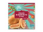 Fyldte burgerboller med kød, grøntsager og ost, klar til ovn eller mikroovn.