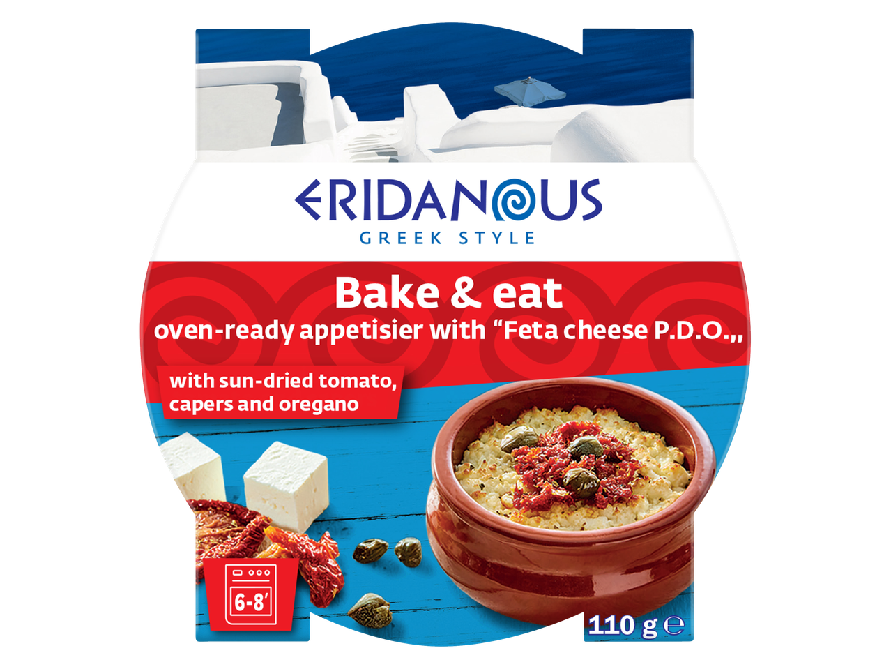 Eridanus Kreeka stiilis feta-dipp kuivatatud tomatitega, kapristega ja oreganoga.