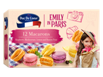 Cutie de macarons Duc De Coeur cu arome de zmeură, coacăze negre, lămâie și fructul pasiunii.
