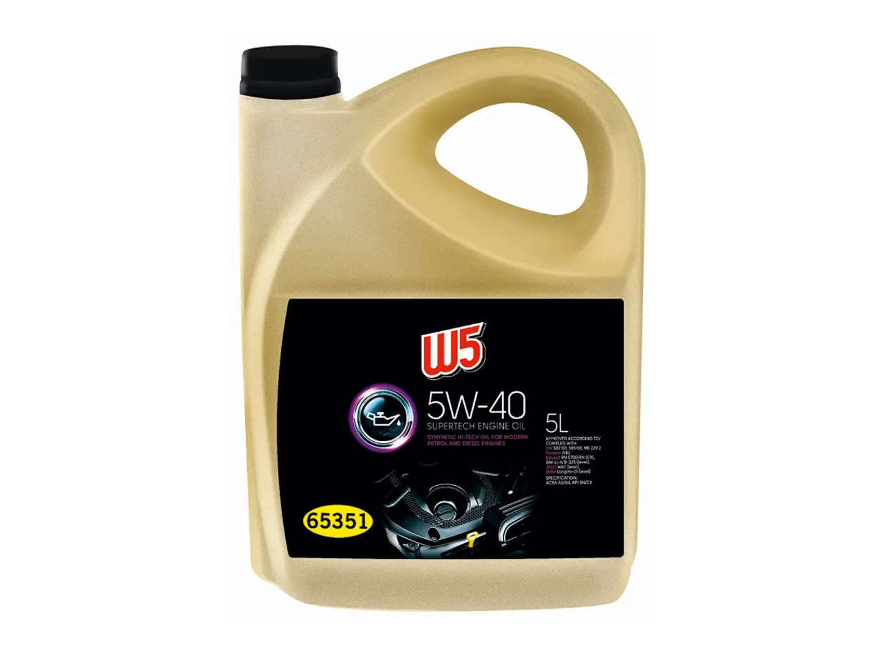 W5 5W-40 Supertech λάδι κινητήρα 5L για βενζινοκινητήρες και πετρελαιοκινητήρες.