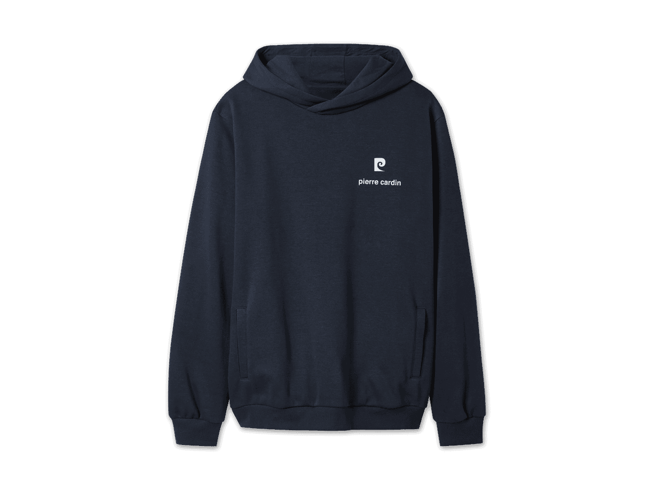 Dunkelblauer Pierre Cardin Hoodie mit Kapuze.