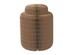 Brown accordion-style cardboard cat scratcher or stool with a tiered design.