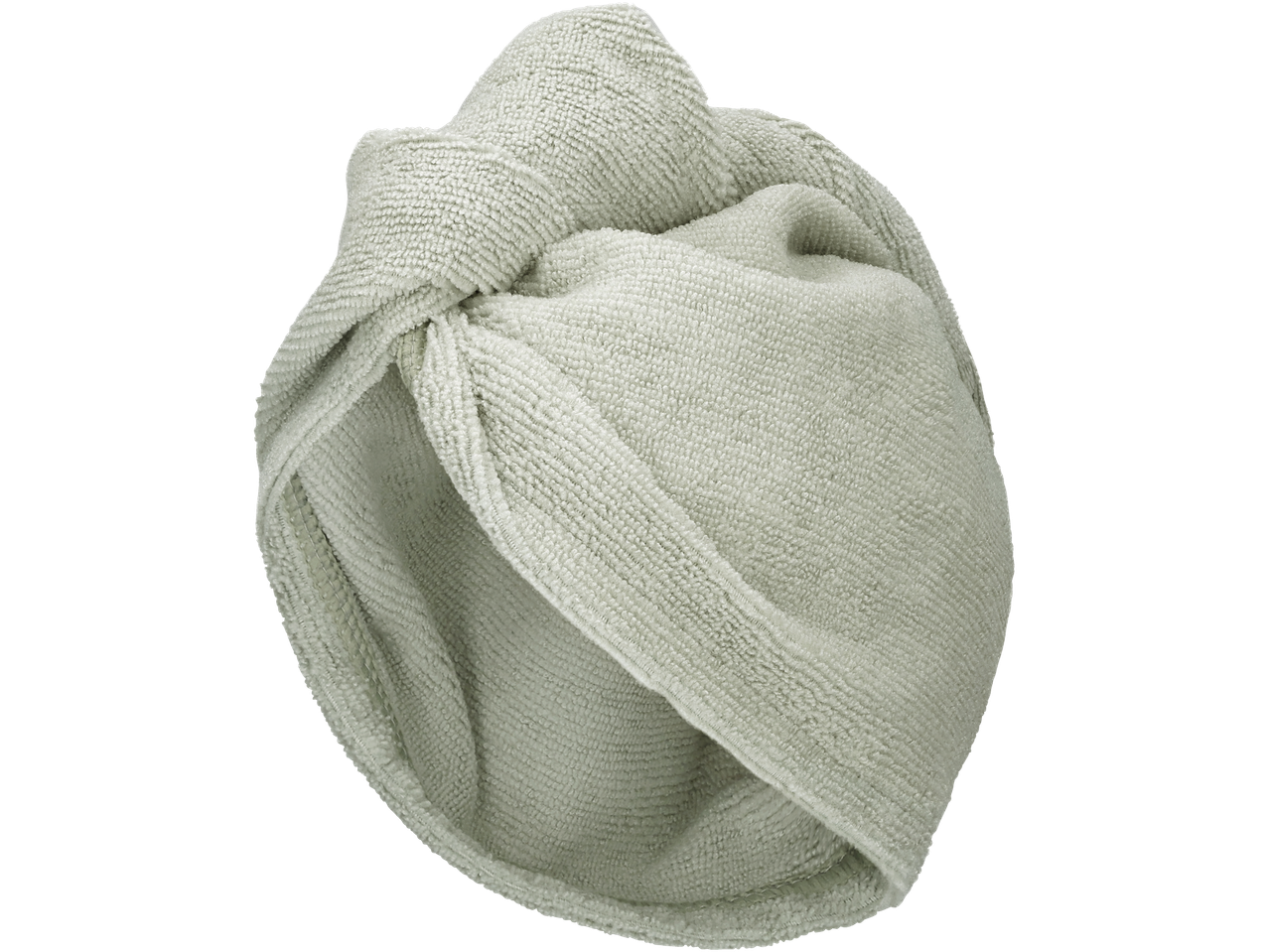 Livarno Hair Turban in light green, made of soft, absorbent material, twisted at the front.