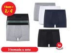 Set od 3 para muških bokserica u tamnosivoj, bijeloj i crnoj boji.