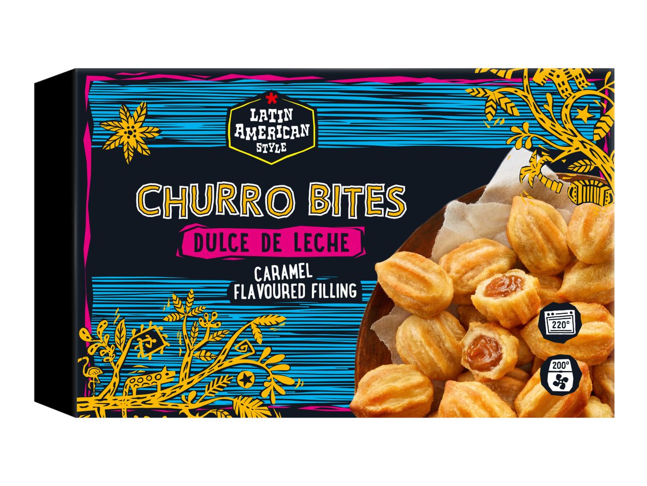 Churro Bites with Dulce de Leche caramel flavoured filling, Latin American style.