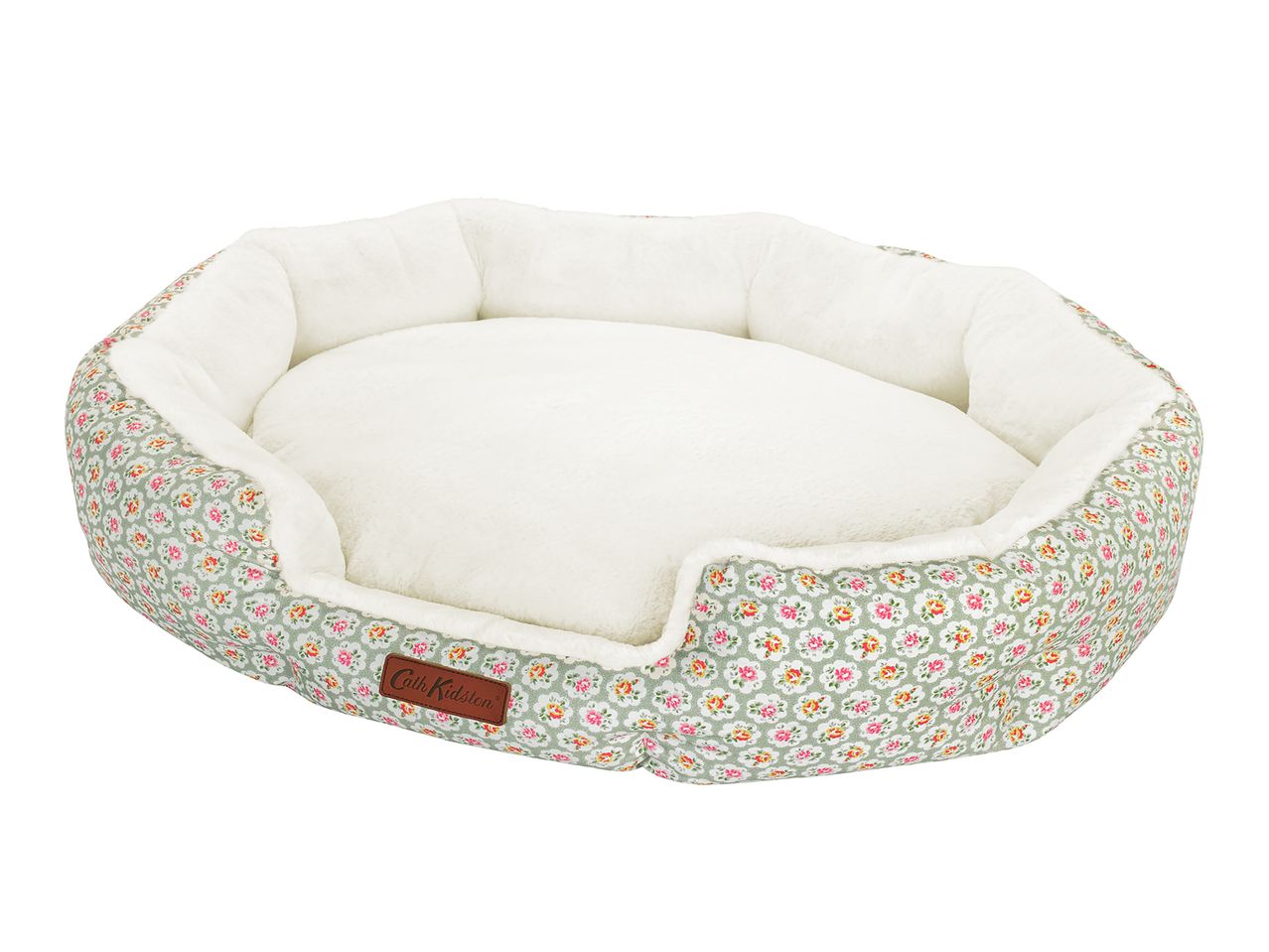 Cath Kidston floral pet bed with a soft cream interior
