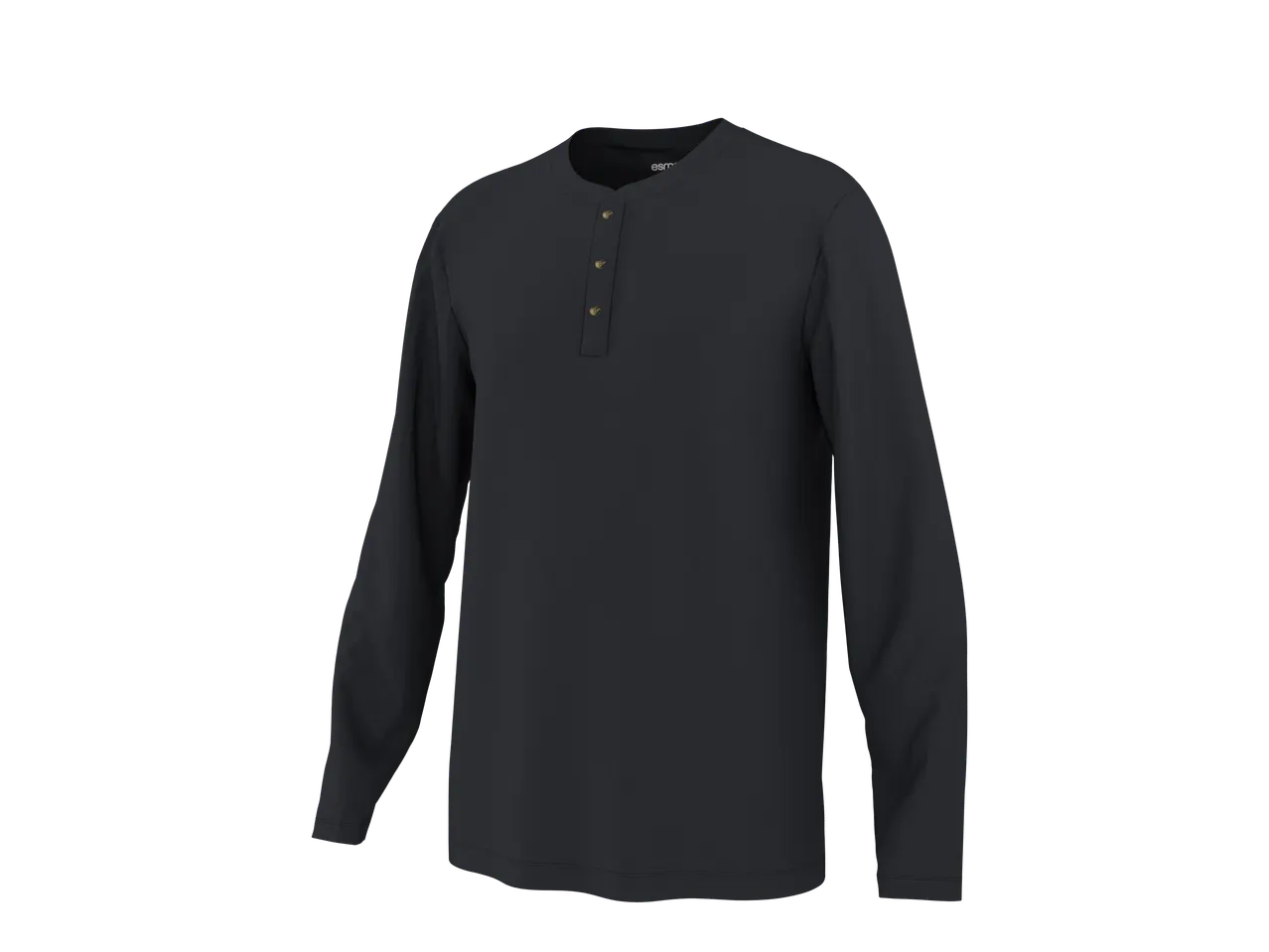 Esmara heren donkergrijs Henley shirt met lange mouwen en knopen.