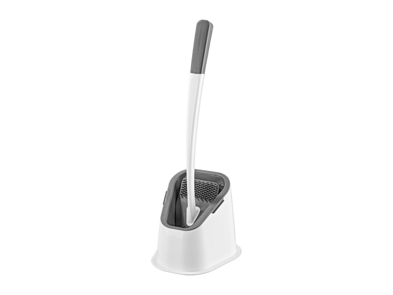 White and grey toilet brush with holder