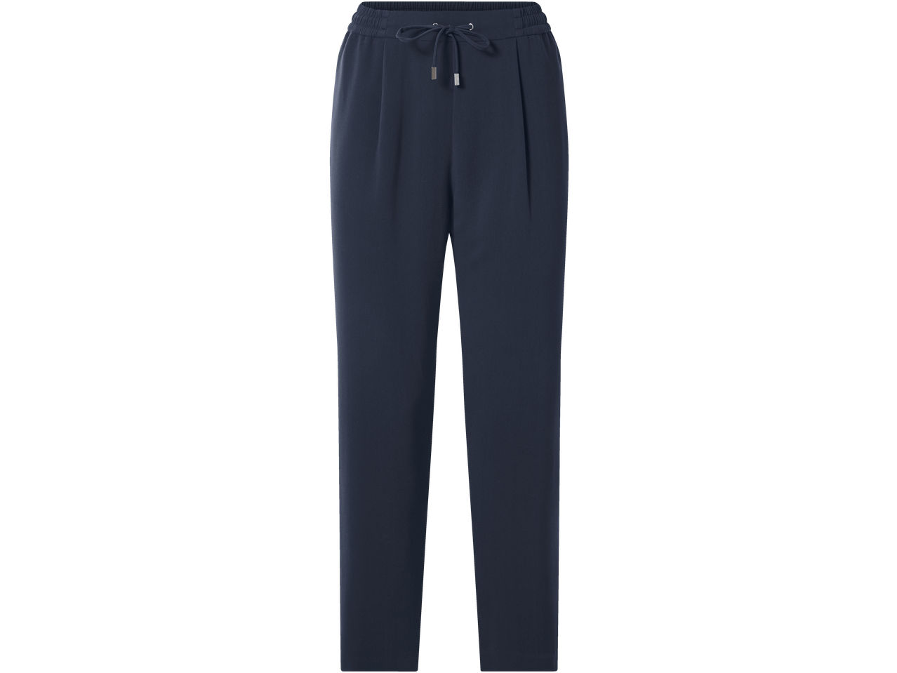 ESMARA Byxor: Σκούρο μπλε παντελόνι με κορδόνι στη μέση και πιέτες μπροστά.