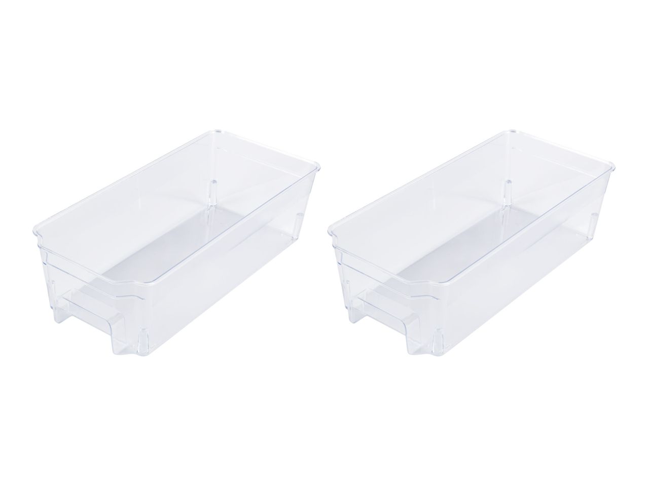 Two clear plastic storage containers.