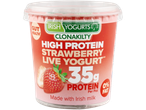 Clonakilty high-protein (35g) strawberry live yogurt, 0% fat.