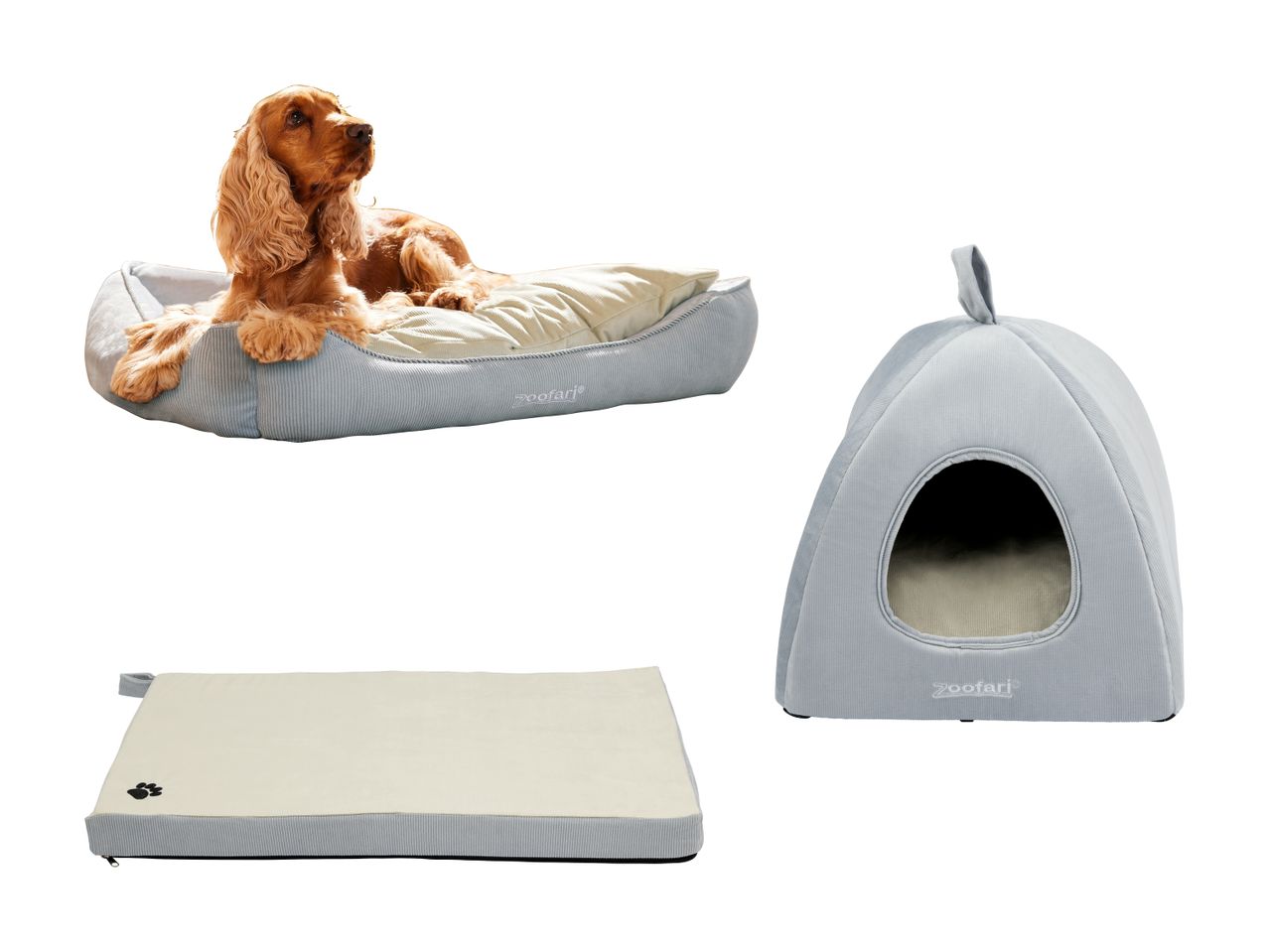 ZooFari hundebed, hule og madras i lyseblå