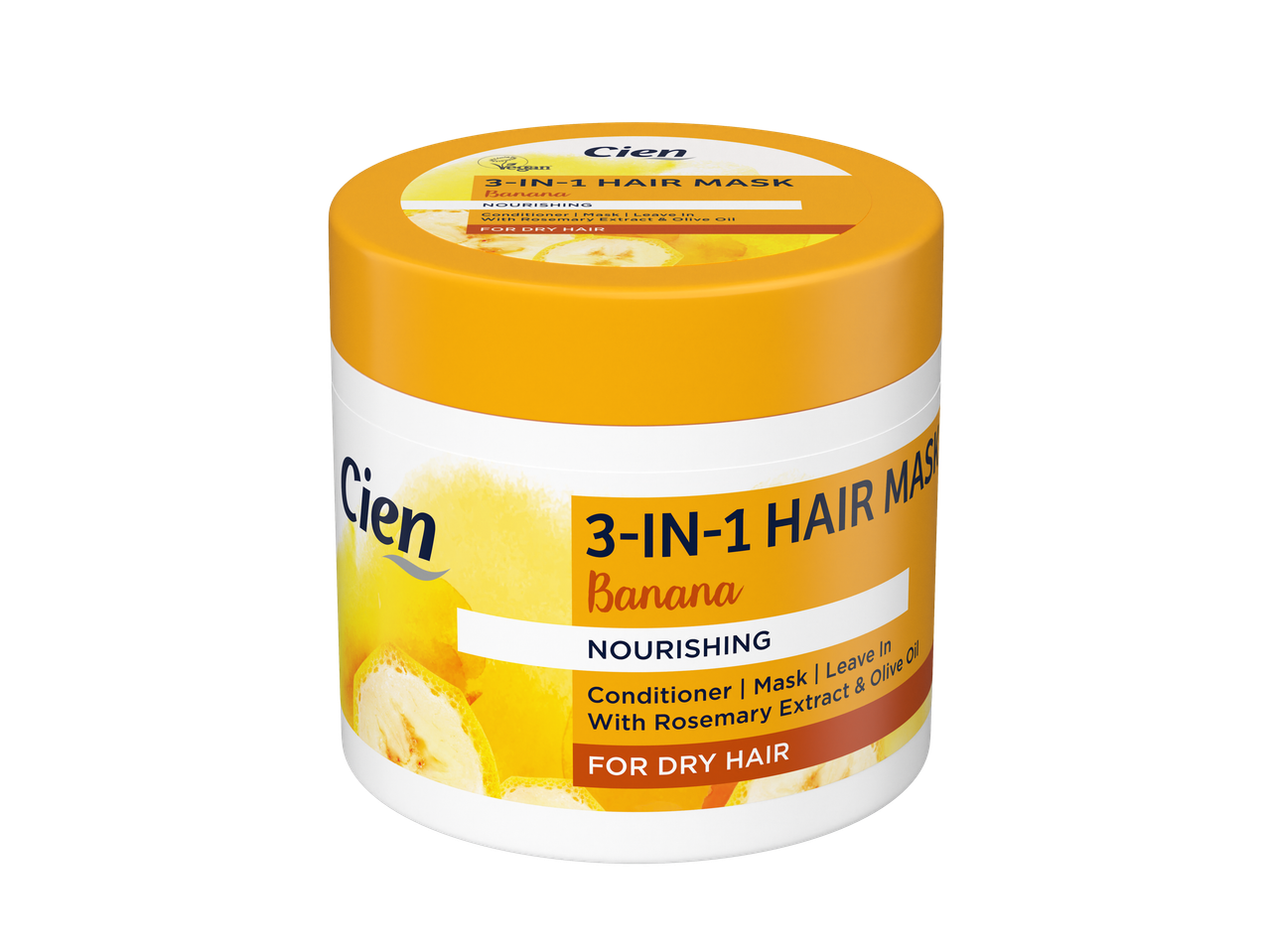 Cien Mască de păr 3-în-1 cu banană pentru păr uscat, cu extract de rozmarin și ulei de măsline