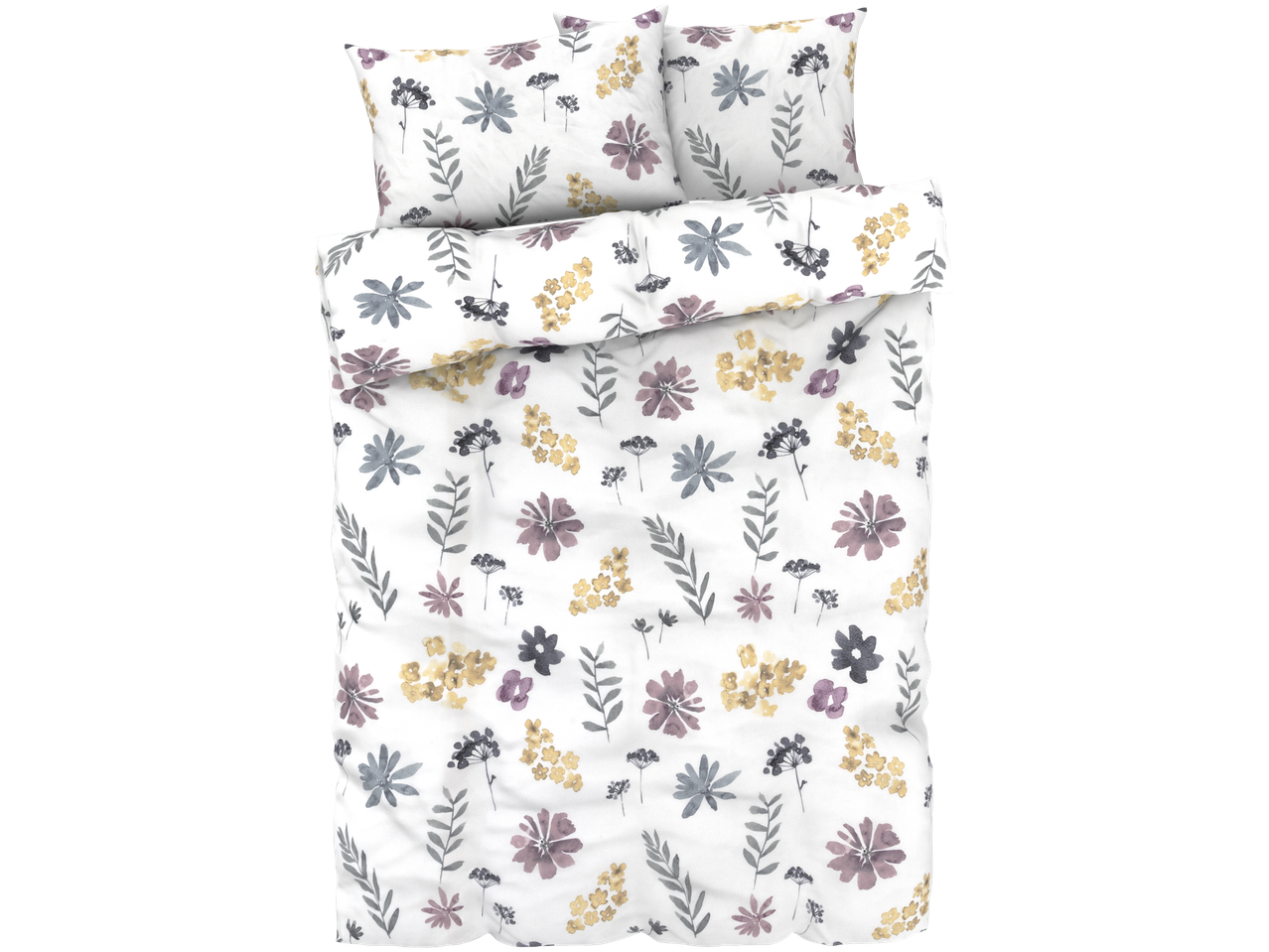 Ziedu raksta gultas pārklāja komplekts ar spilvendrānas.