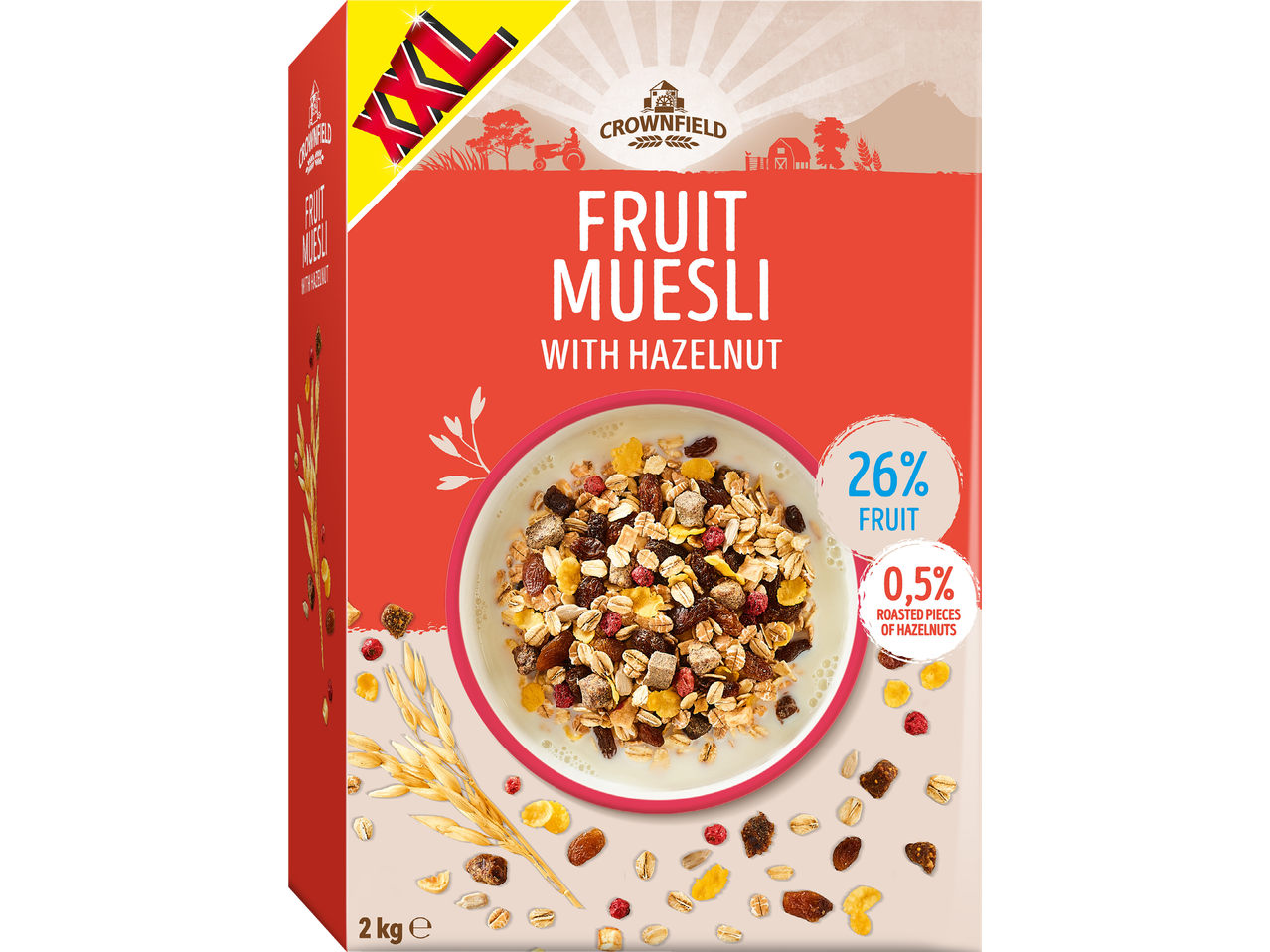Crownfield XXL Frukt müsli med hasselnöt, 2 kg.