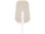 A beige popsicle mold with a white stick.
