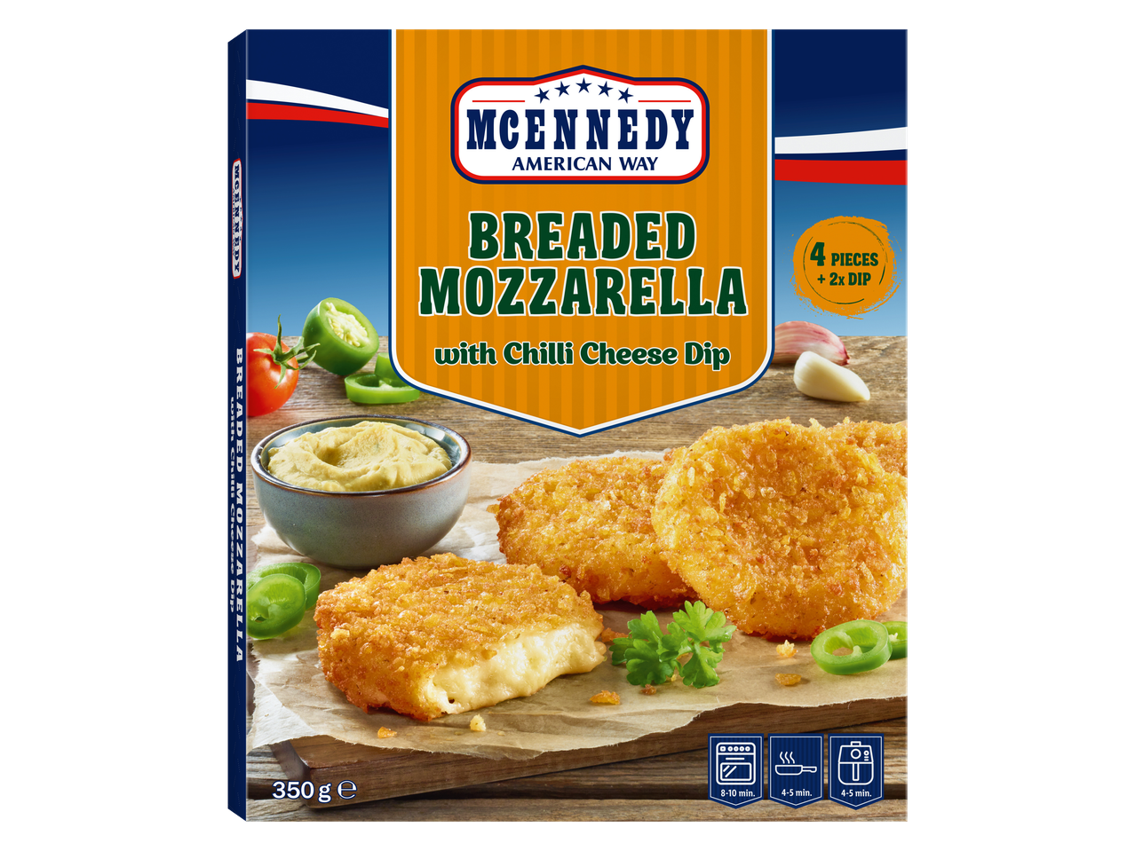 McEnnedy kepta mozzarella su čili sūrio padažu.