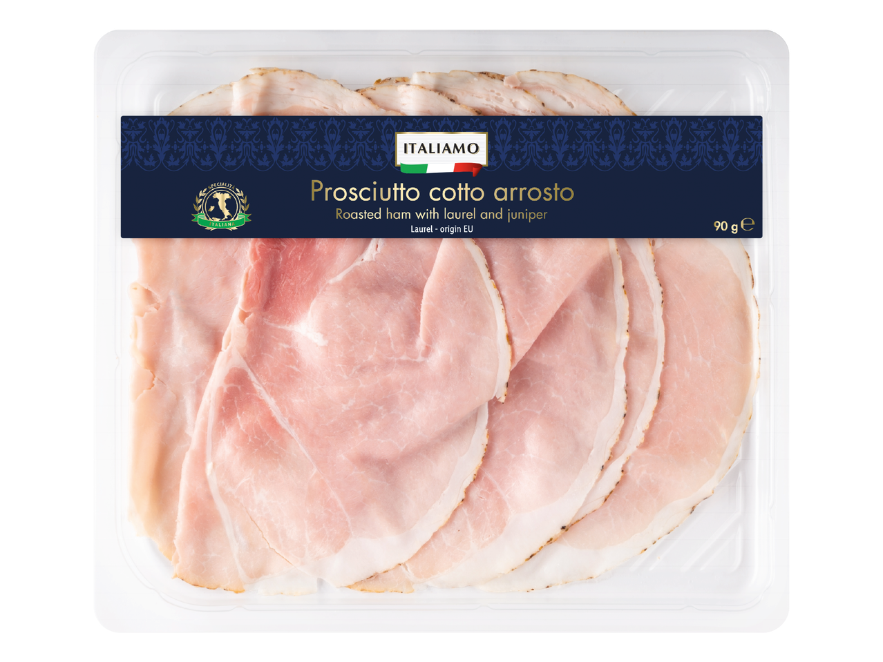 Pakirano narezano pečeno šunko z lovorjem in brinom, 90 g