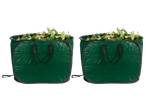 Duas sacolas de jardim PARKSIDE verdes cheias de folhas e detritos.