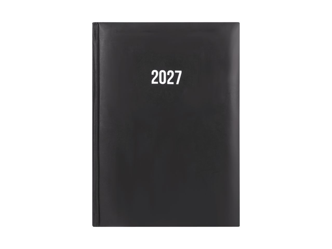 Black 2027 diary or planner with a smooth cover.