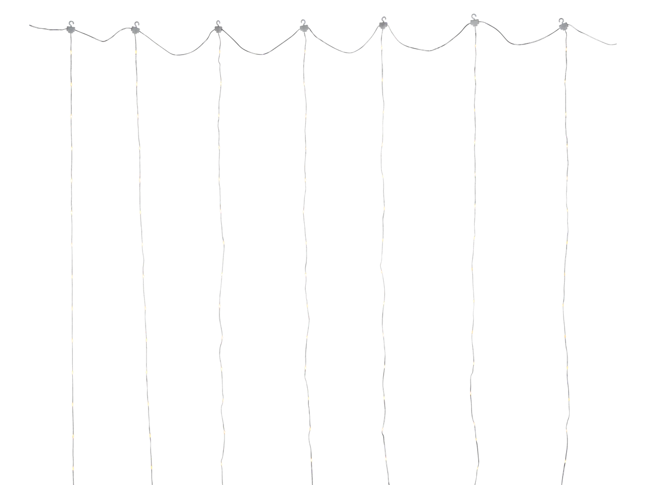 Livarno Home LED valguskardin sooja valge valgusega mustal taustal.