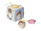 Plush activity cube with otter, acorn, and star attachments.