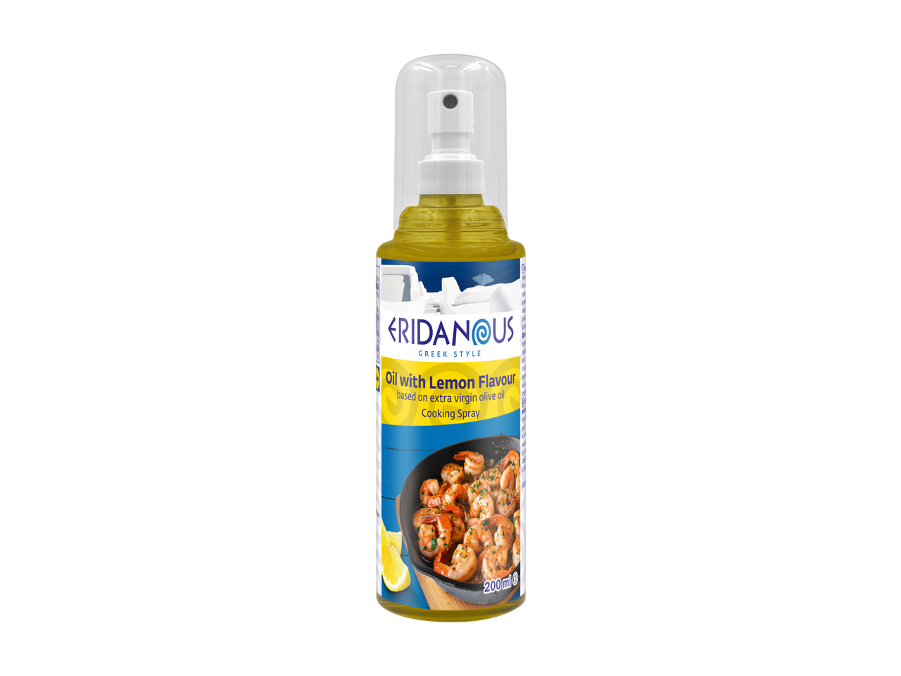 Eridanous olijfolie kookspray met citroensmaak, 200ml.