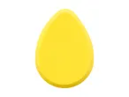 A teardrop-shaped, yellow silicone makeup sponge.