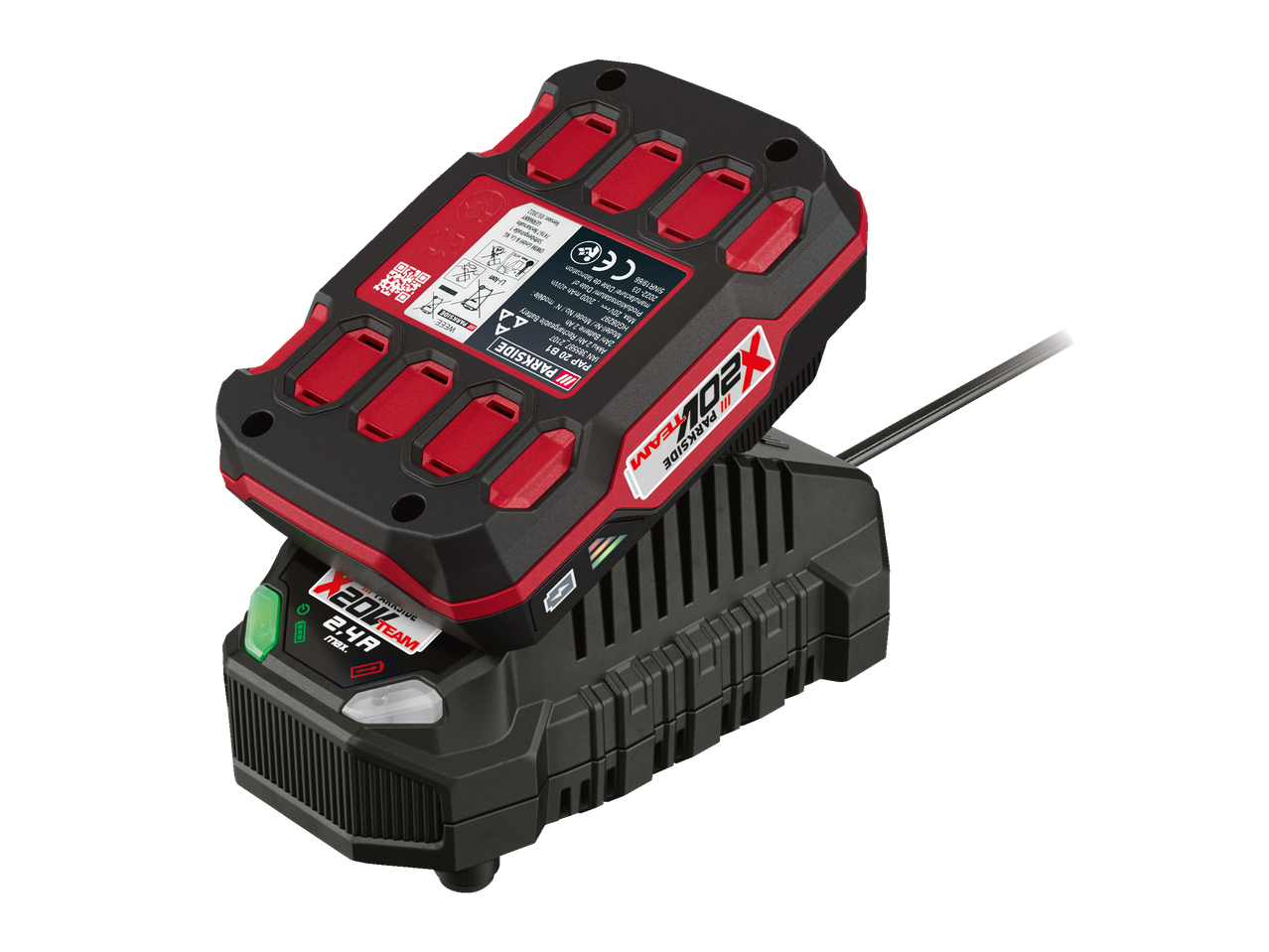 Chargeur et batterie Parkside X20V Team.