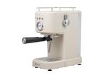 A cream-colored retro-style espresso machine.