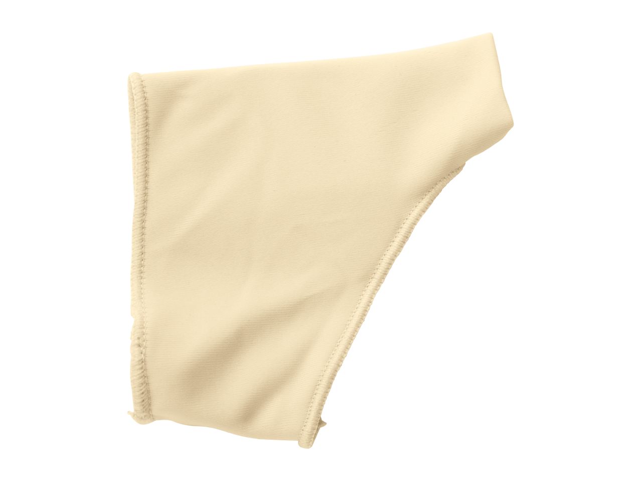 Close-up of a beige fabric swatch with visible stitching along the edges.