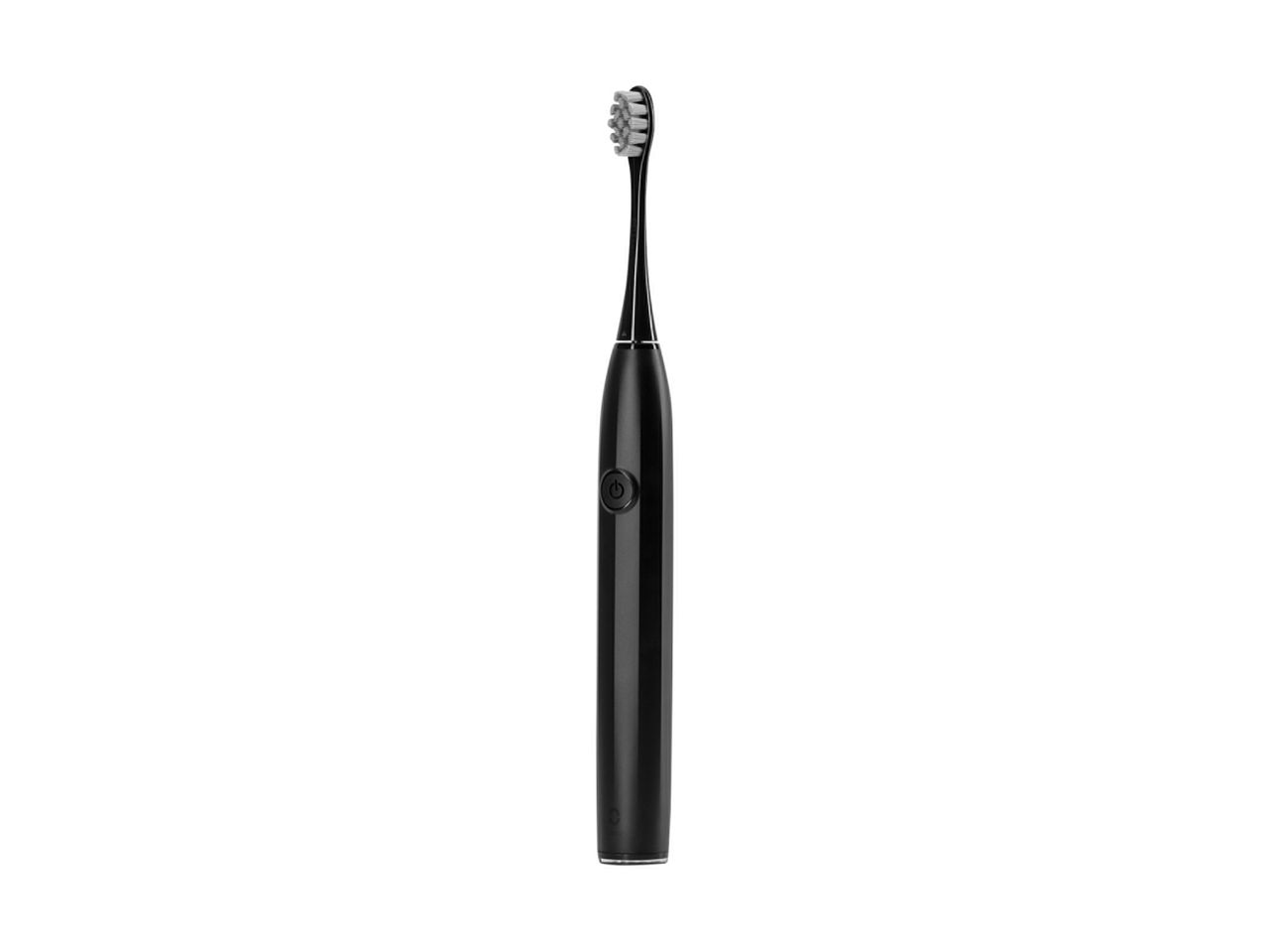 A black electric toothbrush.