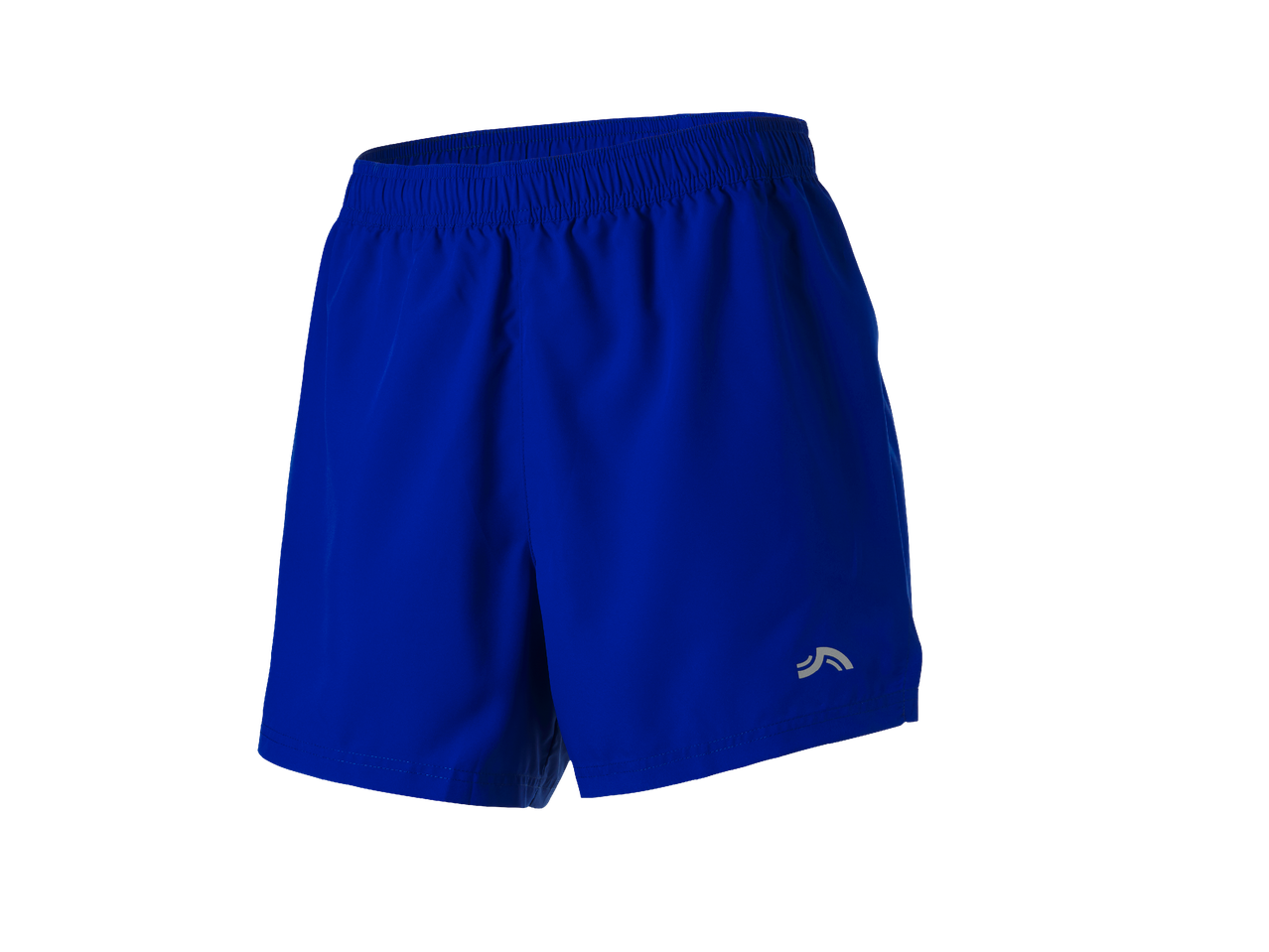 Сини спортни шорти с ластик на талията и малко лого в долния десен ъгъл.