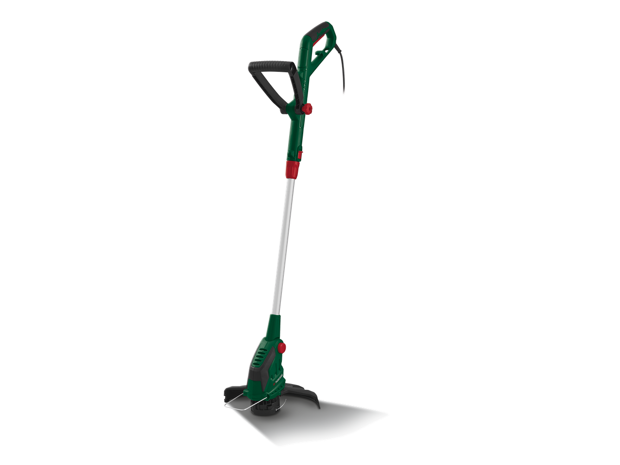 Coupe-bordures électrique vert et rouge avec poignée auxiliaire