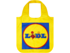 Gele LIDL boodschappentas met het bedrijfslogo in het midden.