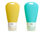 Dois tubos de silicone Cien Beauty, um amarelo e um turquesa.