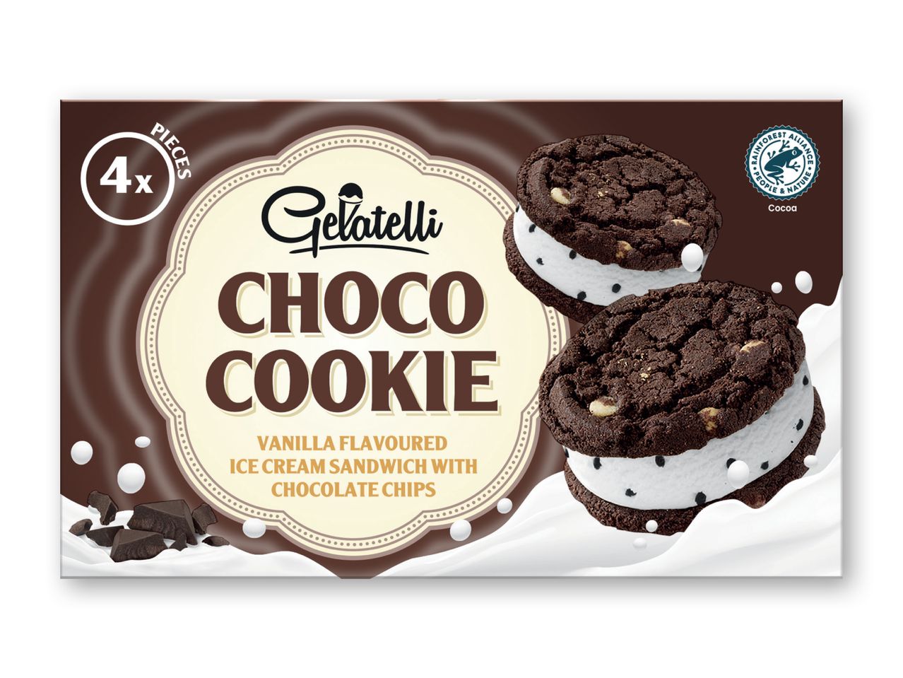 Gabriella Choco Cookie: fire chokoladekiks med iscreme.